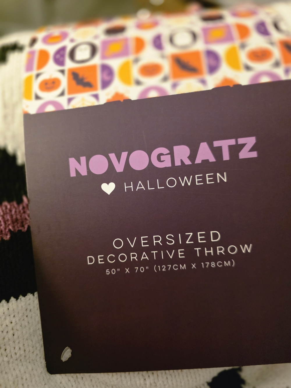 NOVOGRATZ Halloween Oversized Decorative Throw - Purple & Pink